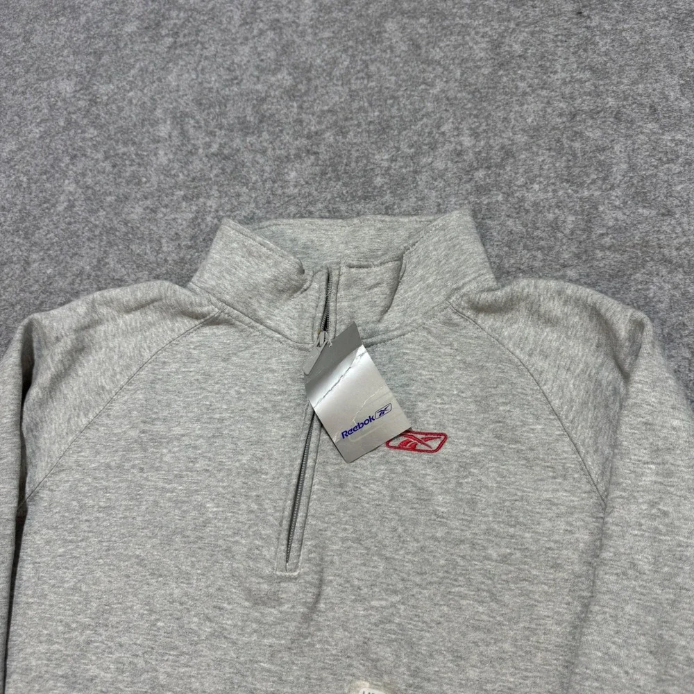 Reebok Mens Quarter Zip Pullover Sweatshirt Heather Gray RBLK111704 Large NWT